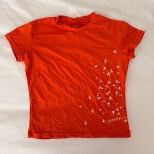 O’Neill Girls Rash Guard Swim Shirt | Size 10 | Orange | Short Sleeve